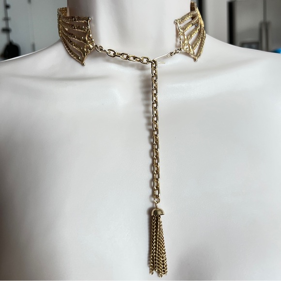 70s Gold-tone Choker Necklace Vintage - Picture 4 of 14